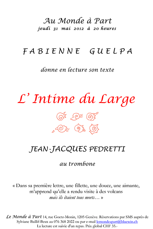 « L'intime au large » lecture et trombonne Fabienne Guelpa et Jean-Jacques Pedretti 