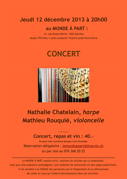 « Concert » harpe Nathalie Chatelain, violoncelle Mathieu Rouquié