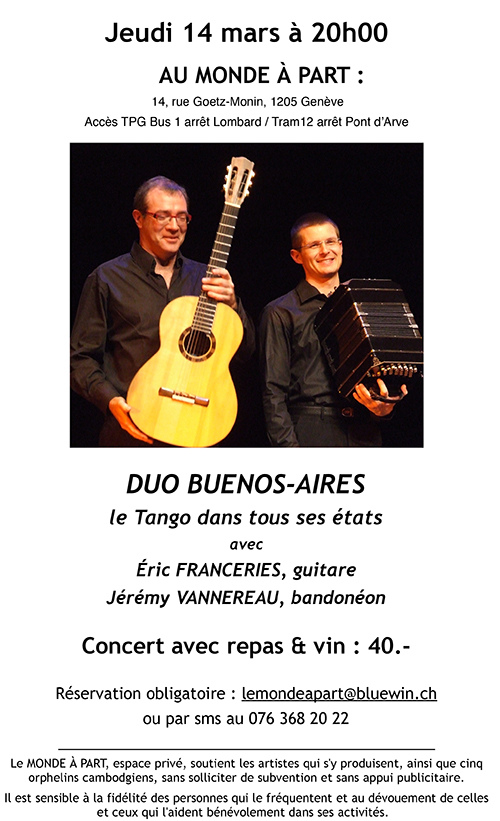 «le tango dans tous ses états » Duo Buenos-Aires - bandonéon et guitare Jérémy Vannereau et Eric Franceries