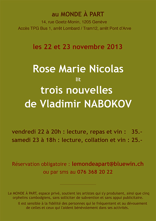 « Trois nouvelles de Nabokov » lecture Rose Marie Nicolas 