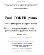 « Paul COKER », piano avec la participation d'Eugénie BOREL Pièces et arrangements pour la main gauche, morceaux pour deux pianistes