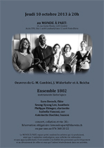 « Ensemble 1802 » flûte, hautbois, clarinette, cor, basson instruments anciens Sara Boesch, Seung-Kyung Lee, Philippe Ehinger, Isabella Vanossi et Antoinette Baehler