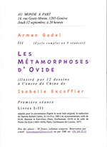 « Les métamorphoses d'Ovide » livres I – III – lecture – encre de chine Armen Godel et Isabelle Excoffier