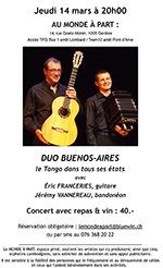 «le tango dans tous ses états » Duo Buenos-Aires - bandonéon et guitare Jérémy Vannereau et Eric Franceries