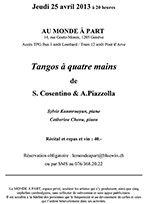 « Tangos à 4 mains » S. Cosentino et A. Piazzolla – piano Sylvie Koumrouyan et Catherine Chenu