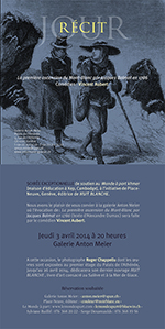 « Récit » La première ascension du Mont-Blanc par Jacques Balmat en 1786 comédien Vincent Aubert  le jeudi 3 avril 2014 à 20h00, Galerie Anton Meier