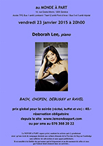 Récital Deborah LEE, piano  vendredi 23 janvier 2015 à 20h00