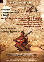 “ARNITO au Monde à Part” récital de guitare classique à 7 cordes Arnaud FILLION, guitare vendredi 9 septembre 2016 récital et verrée : 30.-
