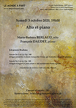 "Alto et piano" Marie-Barbara BERLAUD, alto et François DAUDET, piano