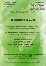"BAL DU PRINTEMPS" hors les murs avec « Arbre à danser » et « Trans-en-danse » Samedi 21 mars 2020 à 19h30 au Théâtre de l'Espérance aux Eaux-Vives